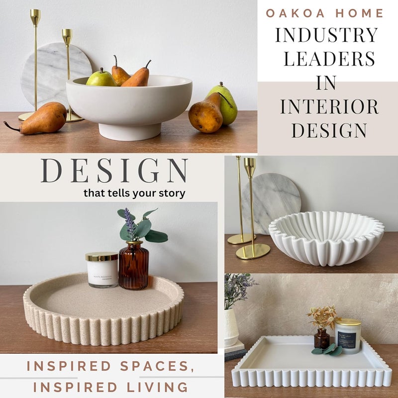 OAOKA Decorative Tray for Decor - Coffee Table Tray for Living Room - Round Tray for Home Decor - Coffee Table Decor Centerpiece - Modern Minimalist Centerpiece - Image 2